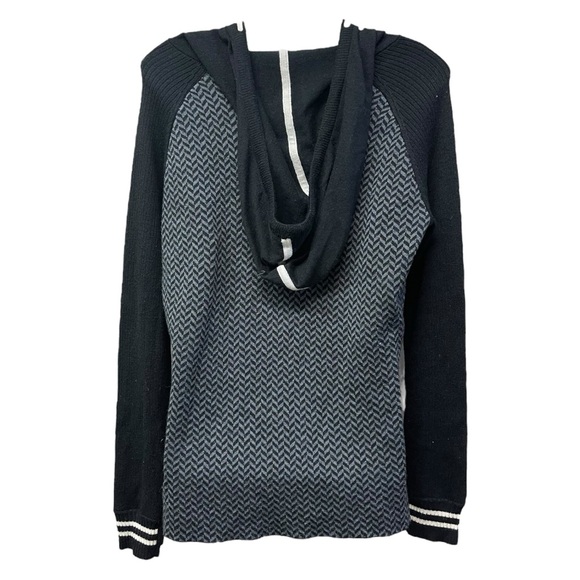 SMARTWOOL Hoodie Sweater Chevron Black/Gray Size Large - Picture 3 of 6